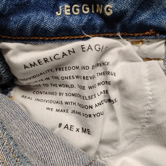 American Eagle Light Blue Ripped Jegging Super Stretch Jeans Size 0 25w - Picture 9 of 9